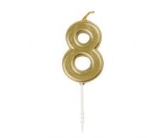 Unique Party 19958 Geburtstagskerze mit Zahl 8, goldfarben