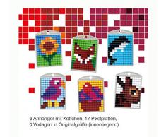 Pracht Creatives Hobby P90016-63501 - Pixel Spaß Bastelset 9, für 6 Medaillons, Schlüsselanhänger, für Kinder, Jungen und Mädchen, ideal als kleines Geschenk, Mitgebsel, für den Kindergeburtstag