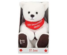 Depesche 8139.179 - Schutzengel Bär aus Plüsch, ca. 9 cm, mit Datum 27. Juni, Geschenk für Geburtstag, Jahrestag oder Hochzeitstag