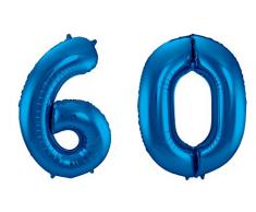 Folat 800914 - Folienballon - Zahl 60 - blau - ca. 86 cm hoch