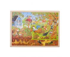 Goki 57743 Einlegepuzzle Unser Garten aus Holz, 96-teilig