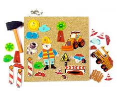 Hess Holzspielzeug 14937 - Hammerspiel Baustelle, ca. 25 x 25 cm