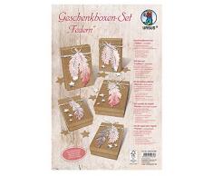 Ursus Bastelset für 5 Geschenkboxen, Federn rosé/silber