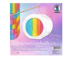 URSUS 2270002 Laternenzuschnitte Regenbogen Streifen, 24 runde Zuschnitte aus Transparentpapier 115 g/qm, einseitig Bedruckt, zum Basteln von Laternen mit Einem Durchmesser von ca. 17,5 cm, bunt