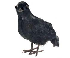 Widmann 3063C – Krähe mit echten Federn, schwarz, Dekoration, Accessoire, für Seeräuberkostüme, Piraten, Motto Party, Karneval, Halloween