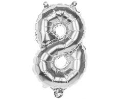 Boland 22018 Folienballon Zahl 8 Silber 36 cm
