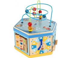 small foot 10433 Motorikwürfel Sandmännchen, mit Formenspiel, Schiebespiel, Spieluhr und Motorikschleifen, ab 1 Jahr