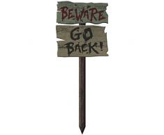 amscan 190457 Beware Go Back MDF Garten Schild, 54 x 20 cm