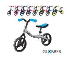 Globber Go Bike Kinder Laufrad (Silber-skyblau) für Jungen ab 2 bis 5 Jahren