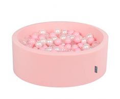 KiddyMoon Bällebad 90X30cm/300 Bälle ∅ 7Cm Bällepool Mit Bunten Bällen Für Babys Kinder Rund, Hellpink: Rosa/Perle/Transparent