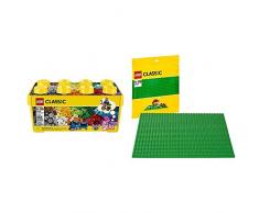LEGO Classic 10696 - Mittelgroße Bausteine-Box, Lernspielzeug & Classic 10700 - Bauplatte