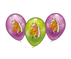 Karaloon 30026 - 6 Ballons Pferde 28 cm-30, Limone/pink