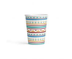 amscan 9904135 8 Papierbecher Tepee & Tomahawk, 250 ml, Mehrfarbig