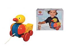 Eichhorn 100002423 - Nachziehtier Ente, Kopf und Flügel beweglich, mit Geräusch, 17 cm lang, Birkenholz