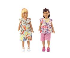 Lundby 60-806400 - Puppen für Puppenhaus - 2 Mädchen - Schwestern - Kinder - gelenkig und beweglich - Zubehör - Figuren - ab 3 Jahre - Maßstab 1:18 - Minipuppen, Biegepuppen