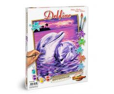 Schipper 609240659 - Malen nach Zahlen - Delfine - Bilder malen für Erwachsene, inklusive Pinsel und Acrylfarben, 24 x 30 cm