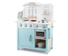New Classic Toys - 11063 - Kinderrollenspiele - Hölzern Kinderküche - Bon Appétit - De Luxe - Blau - Einschließlich Zubehör