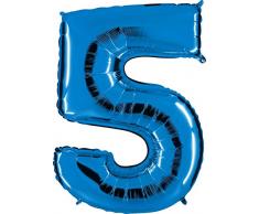 Ballon Zahl in Blau - XXL Riesenzahl 100cm - für Geburtstag Jubiläum & Co - Neun - Party Geschenk Dekoration Folienballon Luftballon Happy Birthday (Zahl 5)
