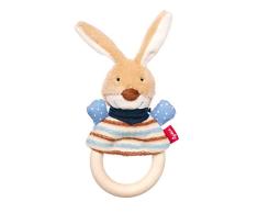 Sigikid Mädchen und Jungen, Greifring & Fingerpuppe Semmel Bunny, Babyspielzeug, empfohlen ab 0 Monaten, blau/beige, 39269