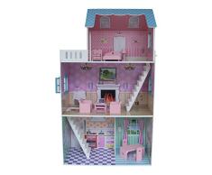 LibertyHouseToys Stadthaus Puppenhaus mit Möbel (Mehrfarbig)