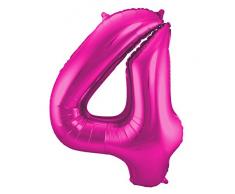 Folat 631945 - Folienballon Zahl 4 - magenta - ca. 86 cm