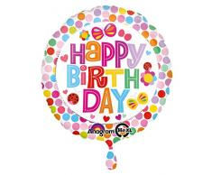 amscan Happy Birthday Blume Folienballon, Folie, Mehrfarbig