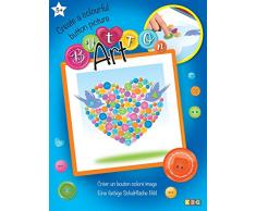 MAMMUT 8191527 - Button Art Bastelset, Herz, Komplettset mit Styroporrahmen, Bildvorlage (25 x 25 cm), bunten Knöpfen, Klebepads und Anleitung, Kreativset für Kinder ab 5 Jahre