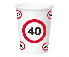 Folat 40. Geburtstag Verkehrsschild 8 Becher