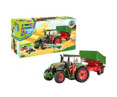 Revell 00817 Junior Kit-Traktor mit Anhänger und Spielfigur 4 der Bausatz mit dem Schraubsystem für Kinder ab 4 Jahre, Bauen-Schrauben-Spielen, mit tollen Funktionen, grün, Länge ca. 46 cm