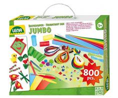 Lena 42629 Jumbo Bastelkoffer mit vielfältigem Material zum Basteln, mit Moosgummi, Buntpapier, Perlen, Pompon, Satinbänder, Knöpfe, Kulleraugen und vielem mehr, ab 5 Jahre, bunt, 800 Teile