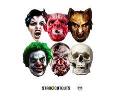 Star Einbauöffnungen smp69 Haunted Halloween Maske aus Pappe (Pack von 6)