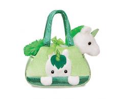 Aurora Fancy Pals, Irisches Einhorn, Plüsch, in Handtasche, Weiß und Grün, 20,3 cm, Geschenkidee