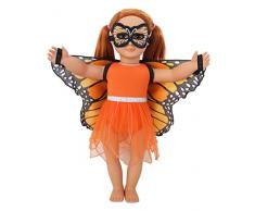Dreamy Dress-Ups 71241 Doll 4-PC Playset, Monarch Butterfly, Schmetterling Monarchfalter Danaus plexippus, Puppenkleidung Set 4 tlg. für 18”/46 cm Puppen (American Girl Doll, Our Generation, usw.)