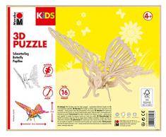 Marabu 317000000020 - KiDS 3D Holzpuzzle Schmetterling, mit 16 Puzzleteilen aus FSC-zertifiziertem Holz, ca. 26 x 19 cm groß, einfache Stecktechnik, zum individuellen Bemalen und Gestalten