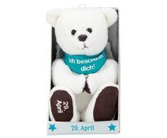 Depesche 8139.120 - Schutzengel Bär aus Plüsch, ca. 9 cm, mit Datum 29. April, Geschenk für Geburtstag, Jahrestag oder Hochzeitstag