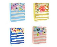 Gifts 4 All Occasions Limited SHATCHI-581 Geschenktüten aus Papier, groß, glitzernd, für Geburtstage, Hochzeiten, Weihnachten, Mehrfarbig, 4 Stück