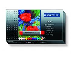 STAEDTLER 2420 C12 Ölpastellkreiden (wasserfest, haftet auf nahezu allen glatten Flächen, Kreidendurchmesser ca. 11 mm) Kartonetui mit 12 brillanten Farben