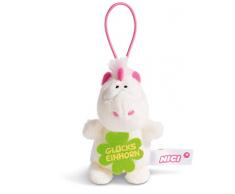 Nici 44985 Anhänger Einhorn Theodor mit Spruch GLÜCKSEINHORN 8cm mit Loop, weiß/pink