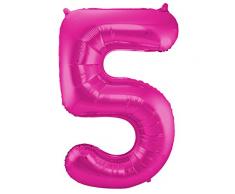 Folat 631952 - Folienballon Zahl 5 - magenta - ca. 86 cm