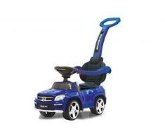 Jamara 460307 Rutscher Mercedes GL63AMG Blau 2in1 - Kippschutz, Kunstledersitz, Kofferraum, Schub- und Haltestange mit Rückenlehne/Schutzbügel, Scheinwerfer Vorne/Hinten, Motorsound, Hupe, Musik