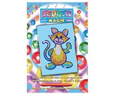 MAMMUT 8120718 - Sequin Magic Paillettenbild, Katze, Komplettset mit Bildvorlage im A5 Format, 1 magischer Stift, Pailletten und 1 Anleitung, Bastelset für Kinder ab 5 Jahre