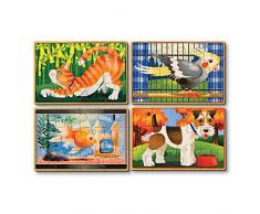 Melissa & Doug 4 verschiedene Holzpuzzle - Haustiere (48 Teile)