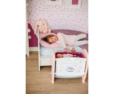 Smoby Puppenbett mit viel Zubehör 2in1 Beistellbett und Wickeltisch, höhenverstellbar, mit Puppe, Töpfchen, Fläschchen, uvm. für Kinder ab 2 Jahren