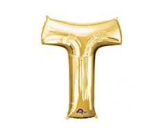 amscan 3305111 Folienballon Minishape Buchstabe T, Gold