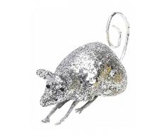 Widmann 7845E, Halloween Deko, silberne Maus glitzer mit Pailetten, Größe 12,5 x 7,5 cm, Karnevalsdeko