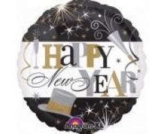 Amscan 2603101 Folienballon Standard Elegant Celebration, Schwarz/Weiß/Gold/Silber, 45 cm