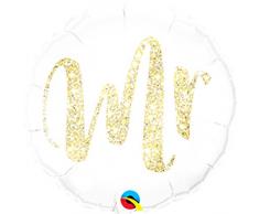 Unbekannt 1 Folienballon Just Married Mr Glitter Gold weiß klein 46 cm ungefüllt Ballongas geeignet