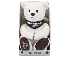Depesche 8139.059 - Schutzengel Bär aus Plüsch, ca. 9 cm, mit Datum 28. Februar, Geschenk für Geburtstag, Jahrestag oder Hochzeitstag