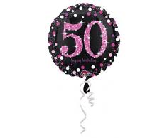 amscan 3378701 Folienballon 50.Geburtstag Celebration, Pink, Schwarz