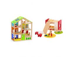 Hape E3401 Vierjahreszeitenhaus, Möbiliert & E3456 - Kinderzimmer